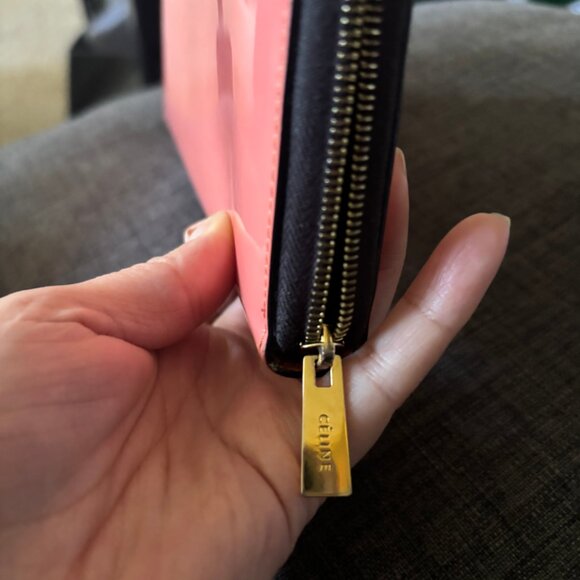Authentic CELINE Coral Pink Patent Leather Long Continental ZIp Around Wallet - Picture 3 of 11